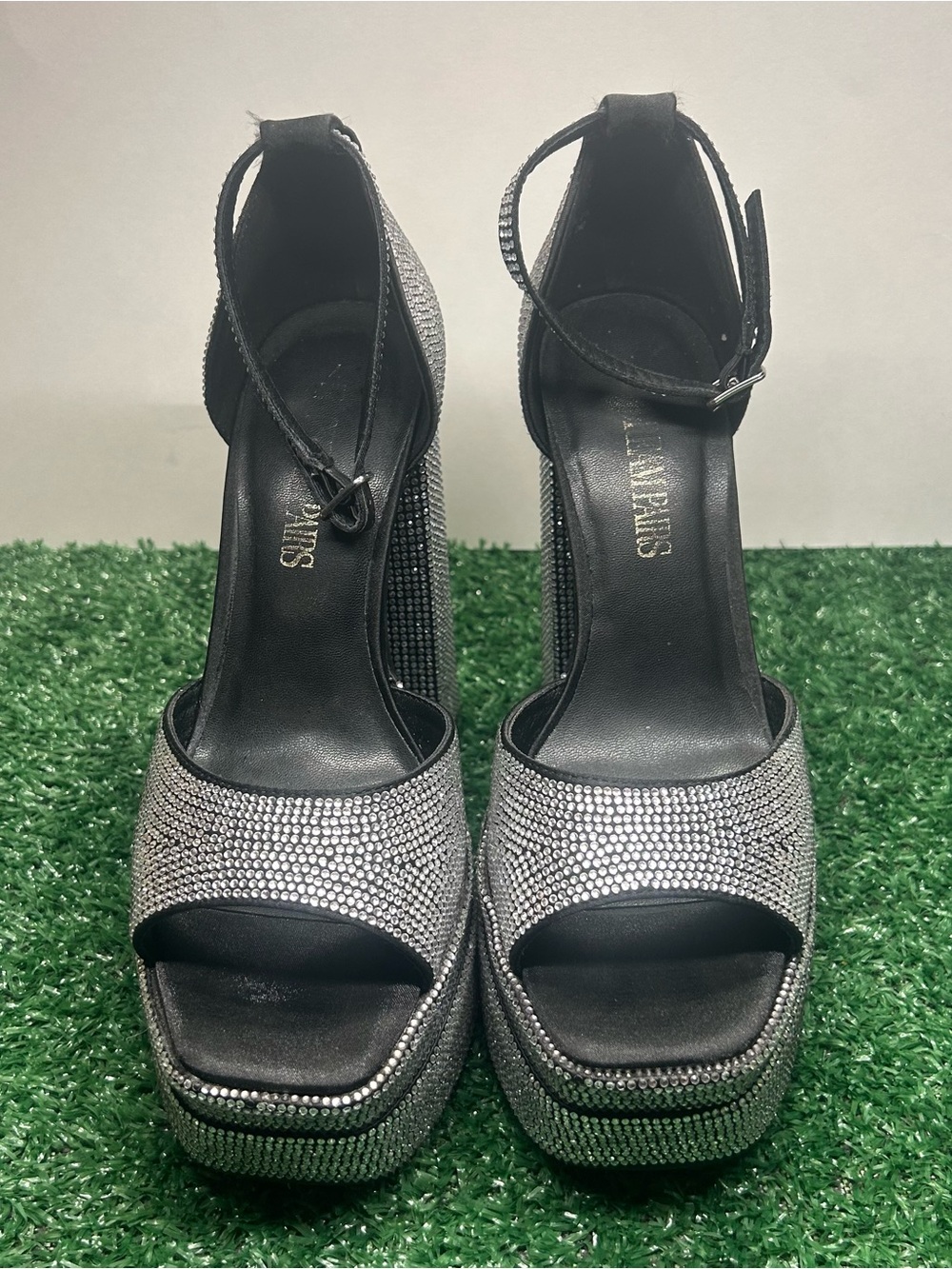 Dream Pairs Silver Rhinestone Platform Block High Heel Sandals